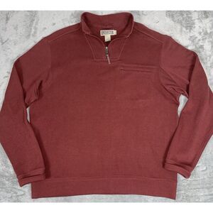 Duluth Pullover Mens XL Red 1/4 Zip Class Act Rib‎ Sweater Pocket Mock Neck
